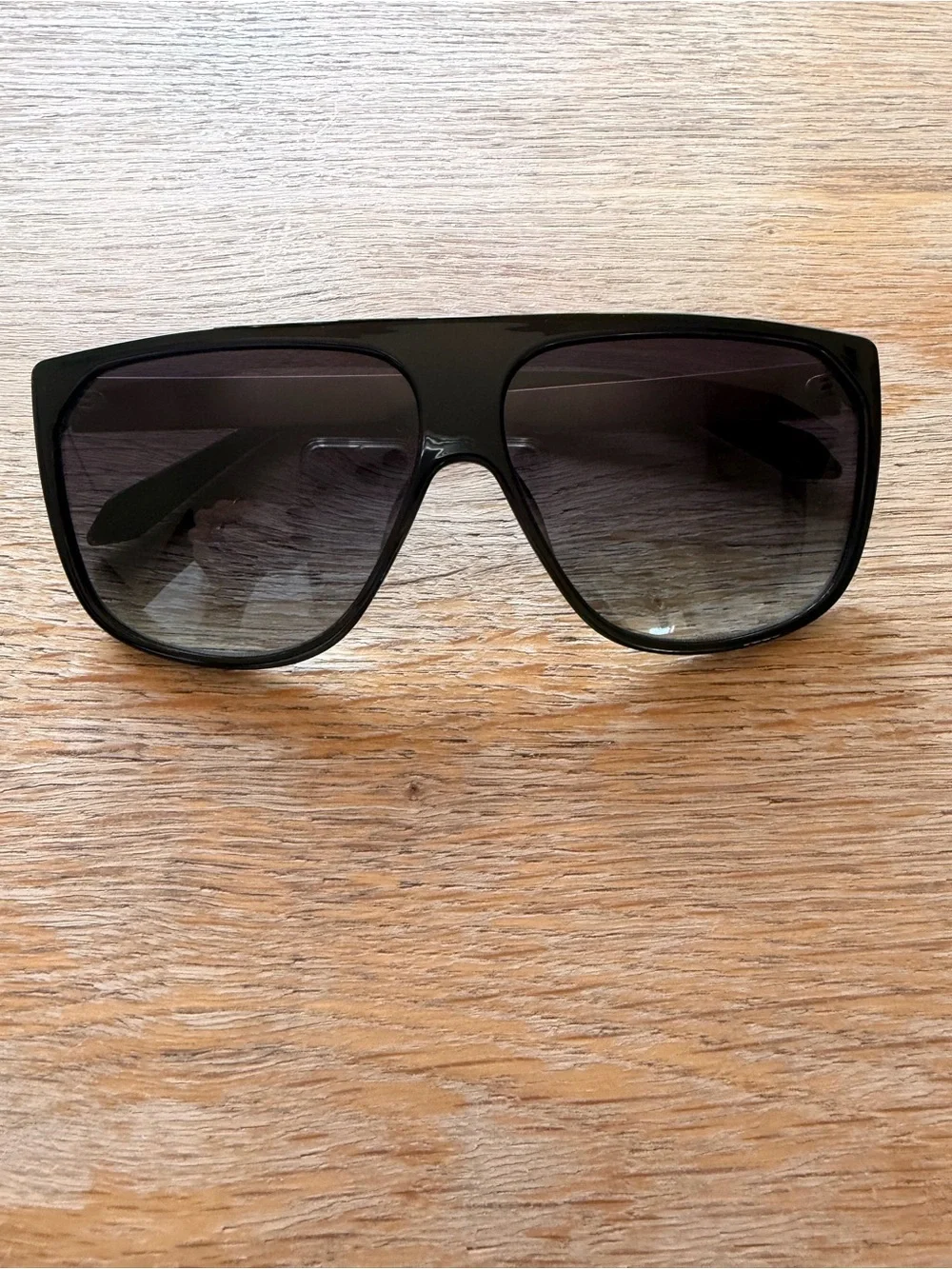 Quay Australia Black Oversized Shield Sunglasses with Gradient Lenses